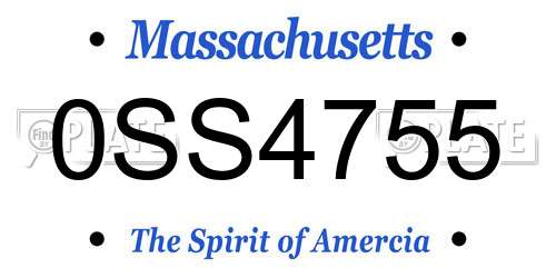 0SS4755 Massachusetts License Plate
