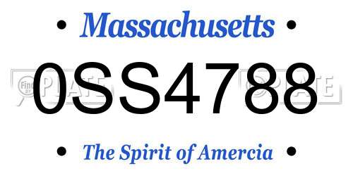 0SS4788 Massachusetts License Plate