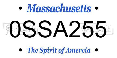 0SSA255 Massachusetts License Plate