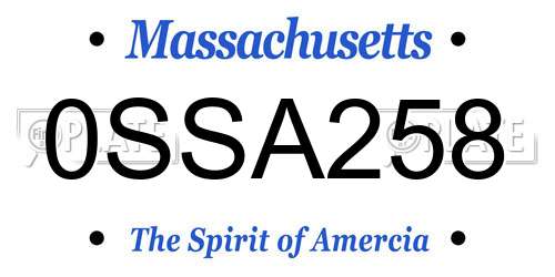 0SSA258 Massachusetts License Plate