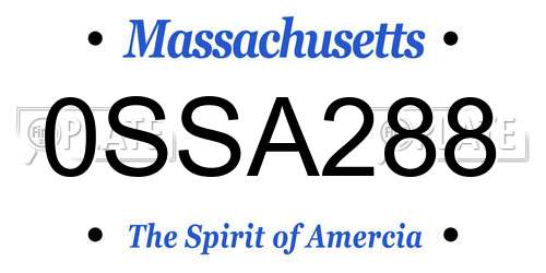 0SSA288 Massachusetts License Plate