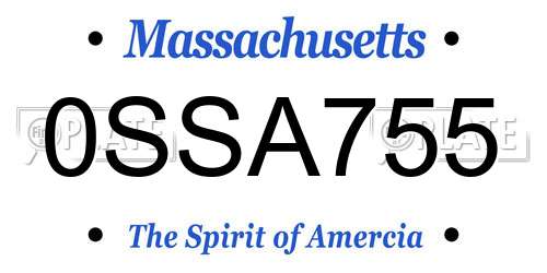 0SSA755 Massachusetts License Plate