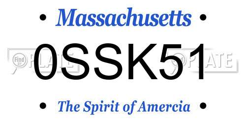 0SSK51 Massachusetts License Plate