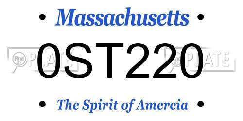 0ST220 Massachusetts License Plate