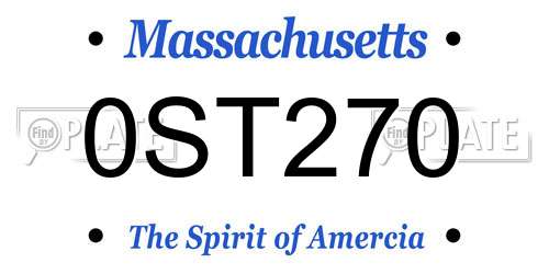 0ST270 Massachusetts License Plate