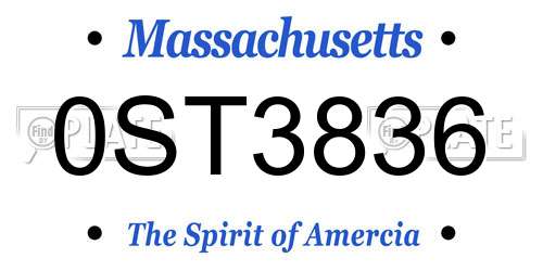 0ST3836 Massachusetts License Plate