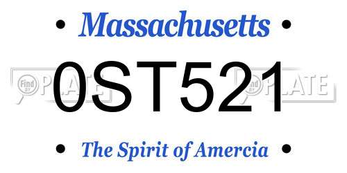 0ST521 Massachusetts License Plate