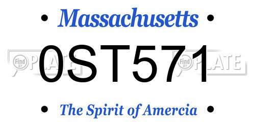 0ST571 Massachusetts License Plate
