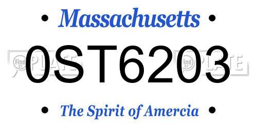 0ST6203 Massachusetts License Plate