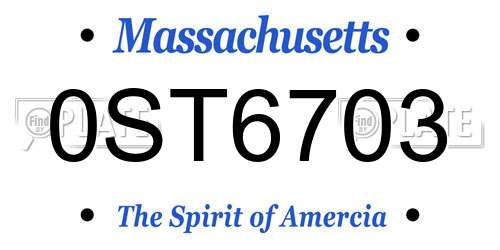 0ST6703 Massachusetts License Plate