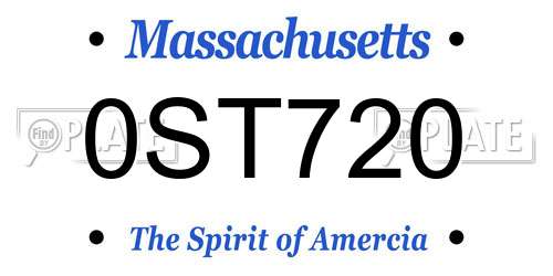 0ST720 Massachusetts License Plate