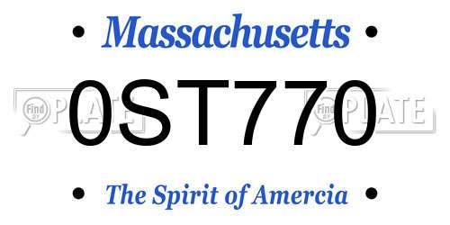 0ST770 Massachusetts License Plate