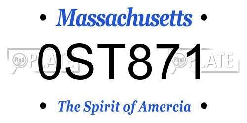 0ST871 Massachusetts License Plate