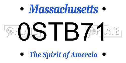 0STB71 Massachusetts License Plate