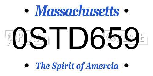 0STD659 Massachusetts License Plate