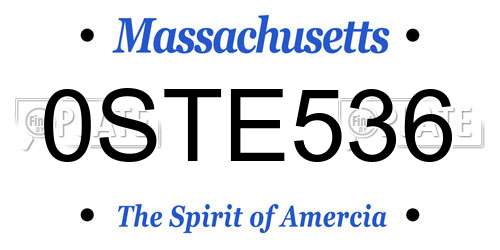 0STE536 Massachusetts License Plate