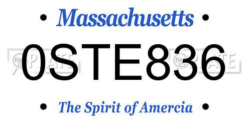 0STE836 Massachusetts License Plate