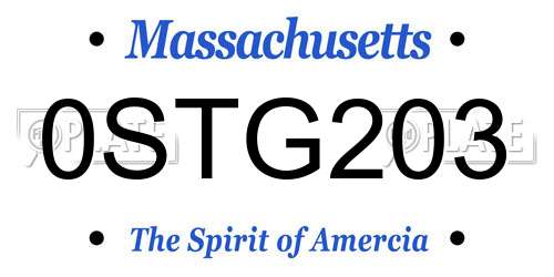 0STG203 Massachusetts License Plate
