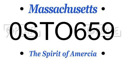 0STO659 Massachusetts License Plate