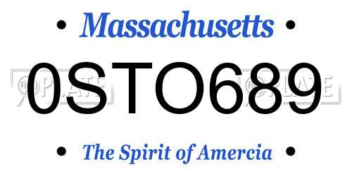 0STO689 Massachusetts License Plate