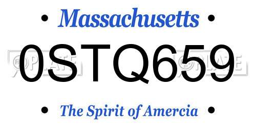 0STQ659 Massachusetts License Plate