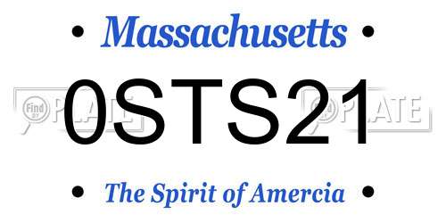 0STS21 Massachusetts License Plate