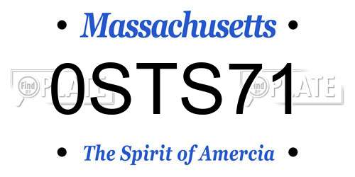 0STS71 Massachusetts License Plate
