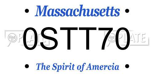 0STT70 Massachusetts License Plate