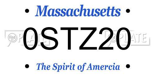 0STZ20 Massachusetts License Plate