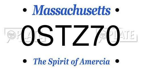 0STZ70 Massachusetts License Plate