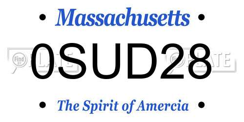 0SUD28 Massachusetts License Plate