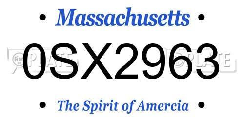 0SX2963 Massachusetts License Plate