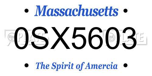 0SX5603 Massachusetts License Plate
