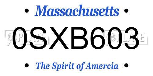 0SXB603 Massachusetts License Plate