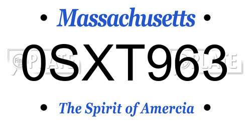 0SXT963 Massachusetts License Plate