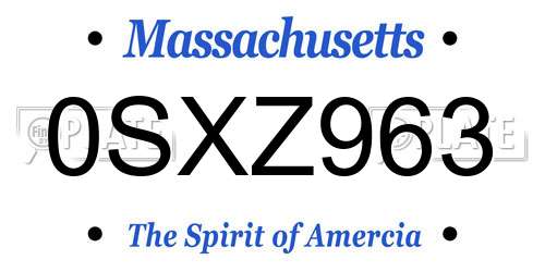 0SXZ963 Massachusetts License Plate