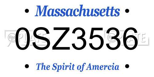 0SZ3536 Massachusetts License Plate