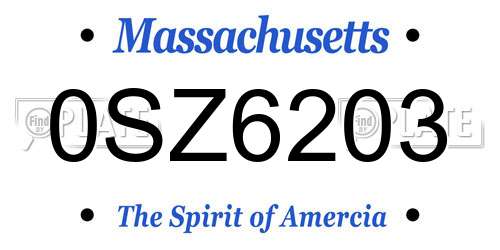 0SZ6203 Massachusetts License Plate