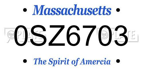 0SZ6703 Massachusetts License Plate