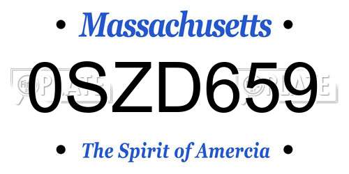 0SZD659 Massachusetts License Plate