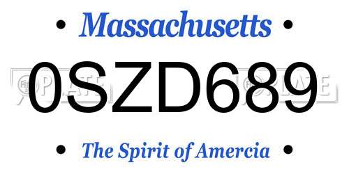 0SZD689 Massachusetts License Plate