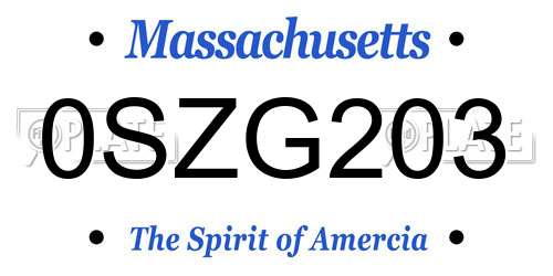 0SZG203 Massachusetts License Plate
