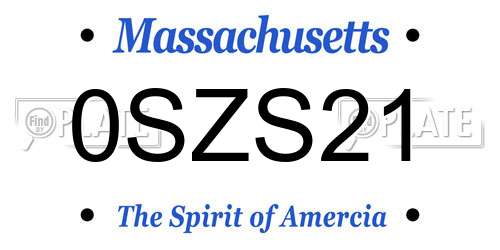 0SZS21 Massachusetts License Plate