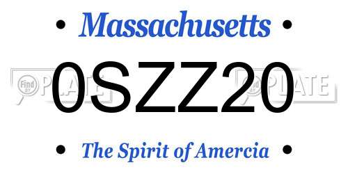 0SZZ20 Massachusetts License Plate