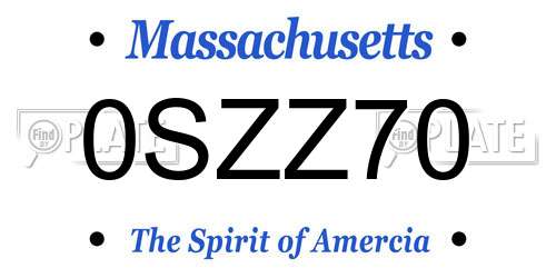 0SZZ70 Massachusetts License Plate