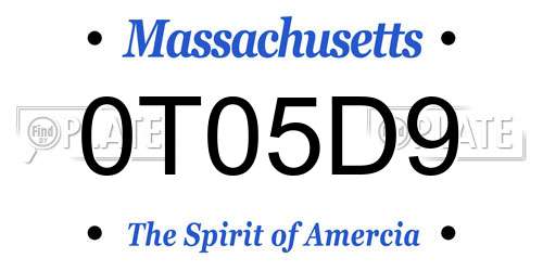 0T05D9 Massachusetts License Plate