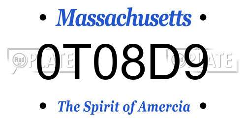 0T08D9 Massachusetts License Plate