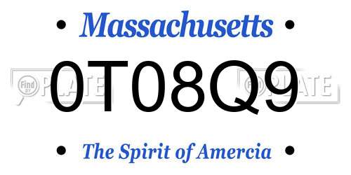 0T08Q9 Massachusetts License Plate