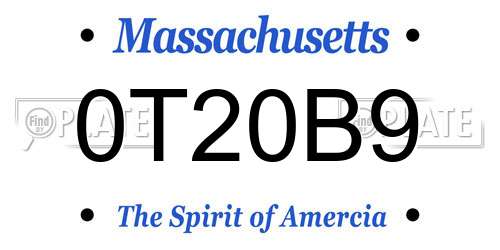 0T20B9 Massachusetts License Plate