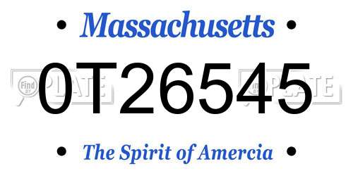 0T26545 Massachusetts License Plate